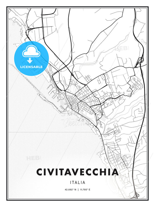 Civitavecchia, Italy, Modern Print Template in Various Formats - HEBSTREITS Sketches