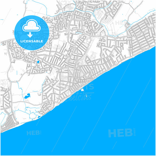Clacton-on-Sea, East of England, England, city map with high quality roads.