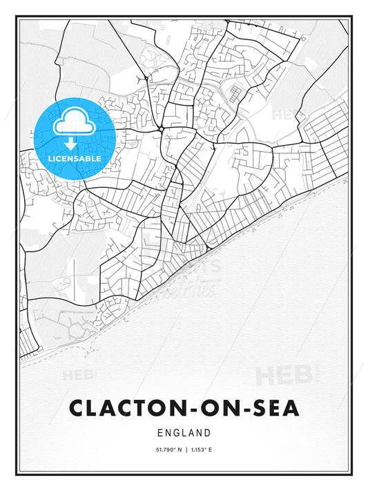 Clacton-on-Sea, England, Modern Print Template in Various Formats - HEBSTREITS Sketches