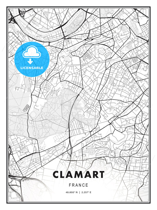 Clamart, France, Modern Print Template in Various Formats - HEBSTREITS Sketches