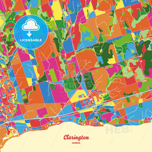 Clarington, Canada Crazy Colorful Street Map Poster Template - HEBSTREITS Sketches
