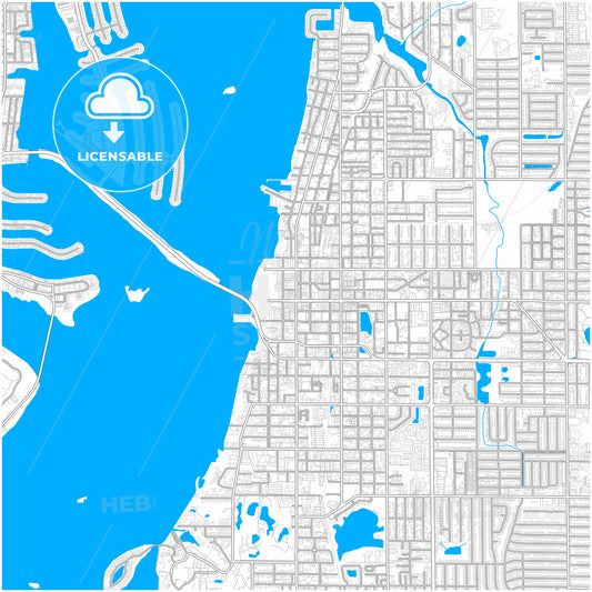 Clearwater, Florida, United States, city map with high quality roads.