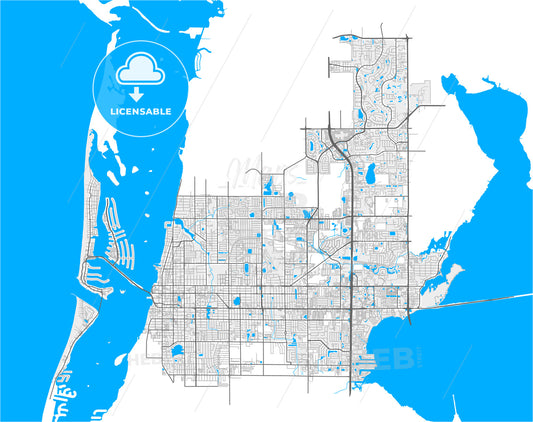 Clearwater, Florida, United States, high quality vector map