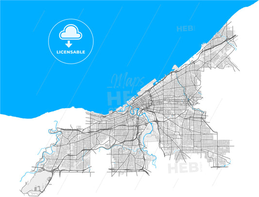 Cleveland, Ohio, United States, high quality vector map