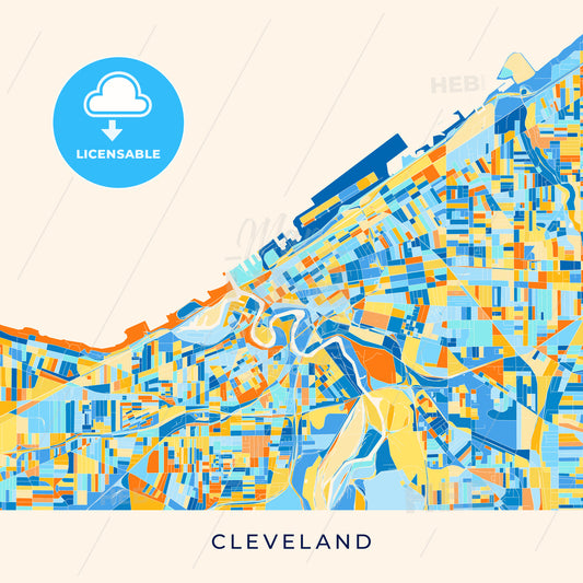 Cleveland colorful map poster template