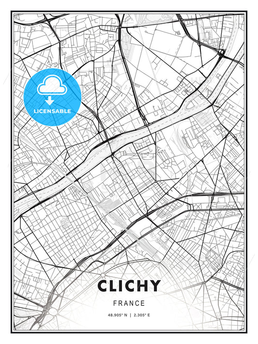 Clichy, France, Modern Print Template in Various Formats - HEBSTREITS Sketches