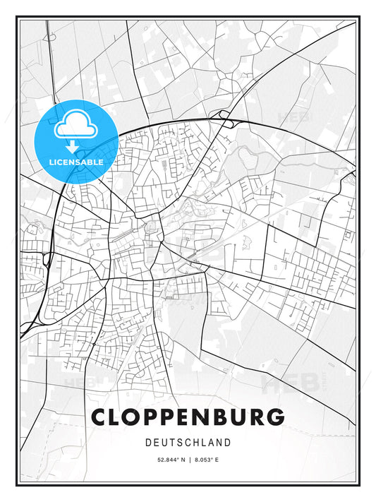 Cloppenburg, Germany, Modern Print Template in Various Formats - HEBSTREITS Sketches