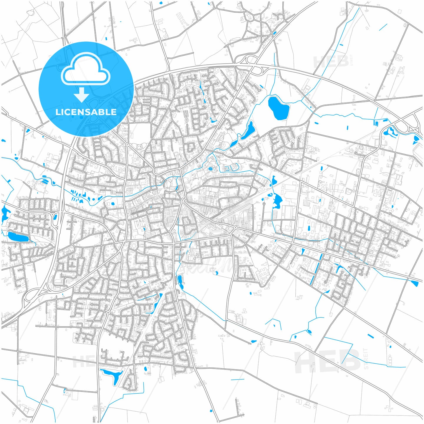 Cloppenburg, Lower Saxony, Germany, city map with high quality roads.