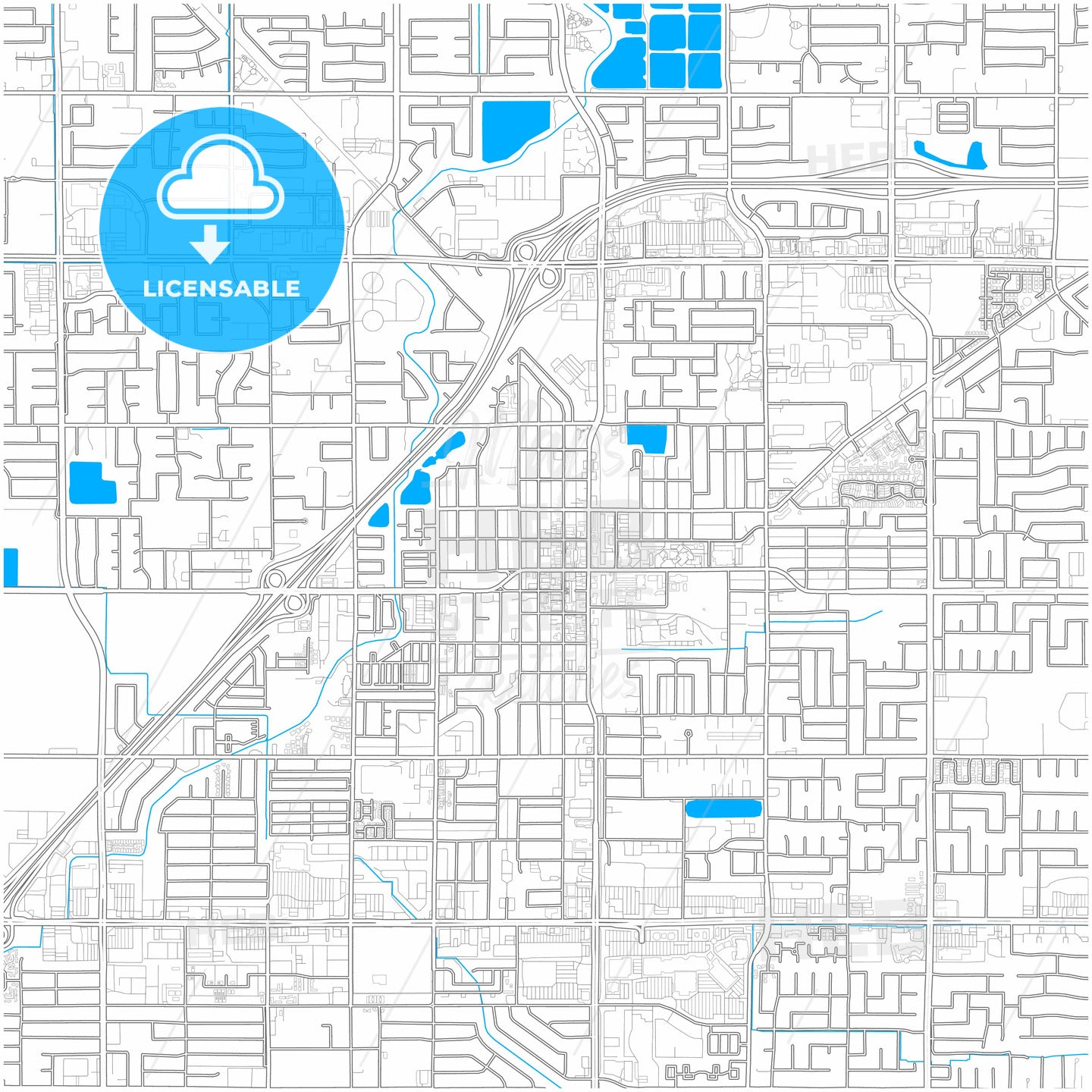 Clovis, California, United States, city map with high quality roads.