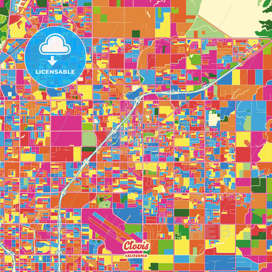 Clovis, United States Crazy Colorful Street Map Poster Template - HEBSTREITS Sketches