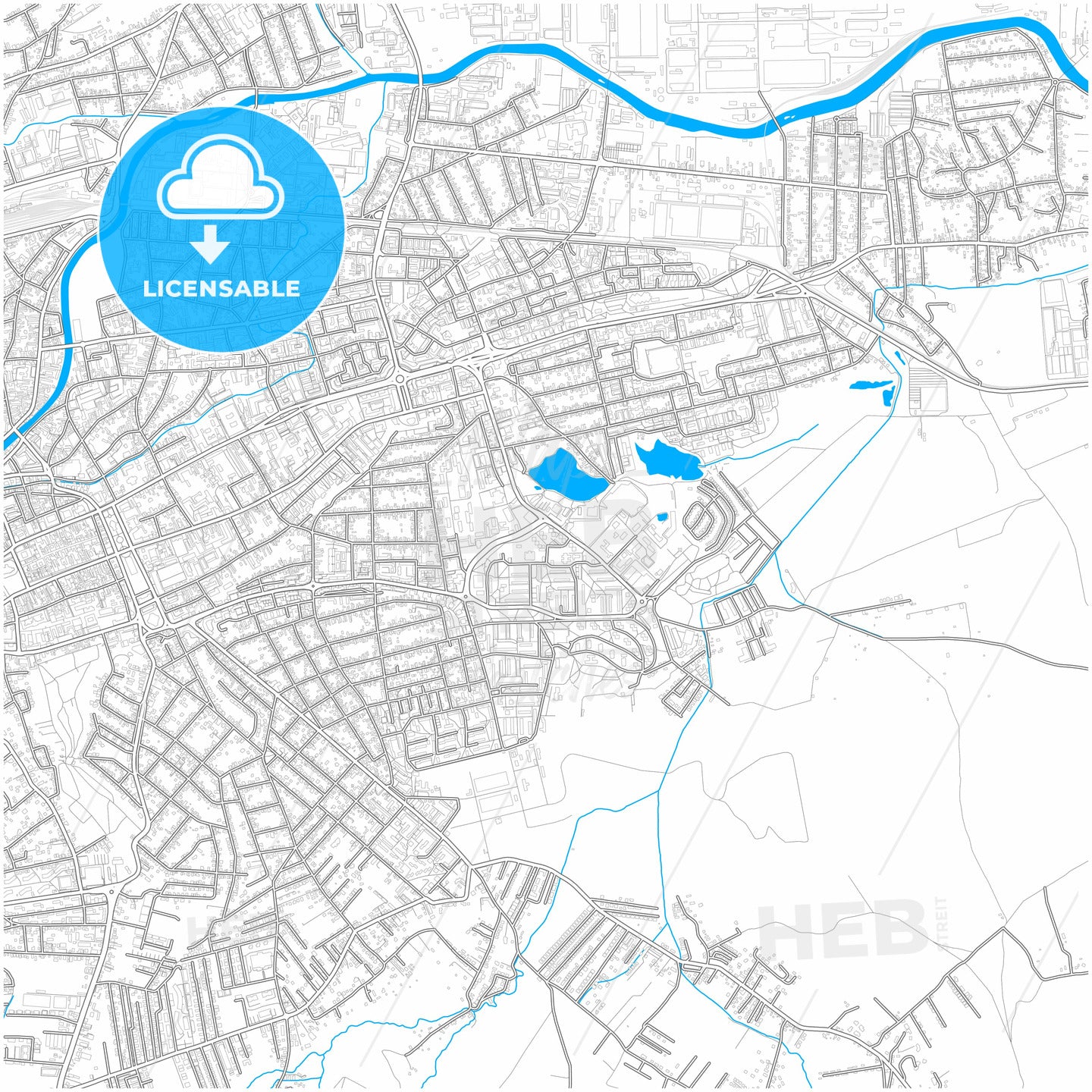 Cluj-Napoca, Cluj, Romania, city map with high quality roads.