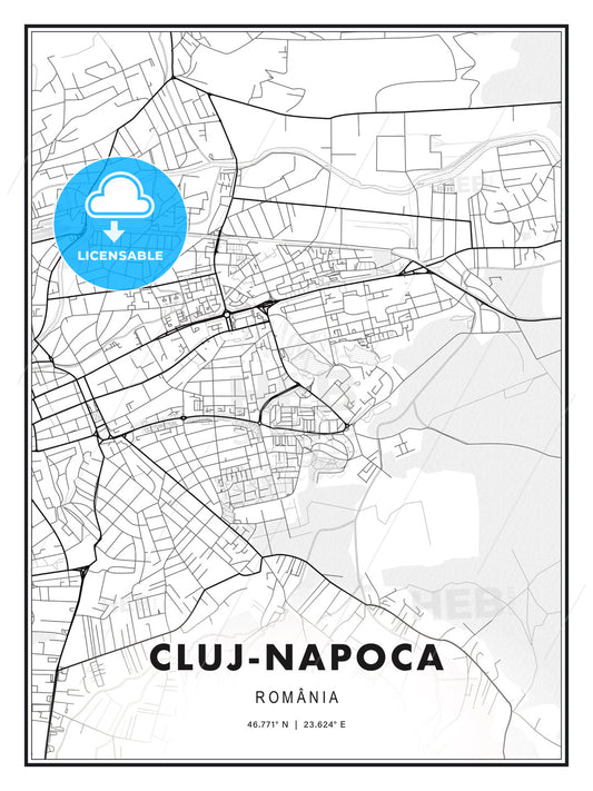 Cluj-Napoca, Romania, Modern Print Template in Various Formats - HEBSTREITS Sketches