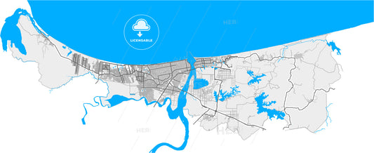 Coatzacoalcos, Veracruz, Mexico, high quality vector map