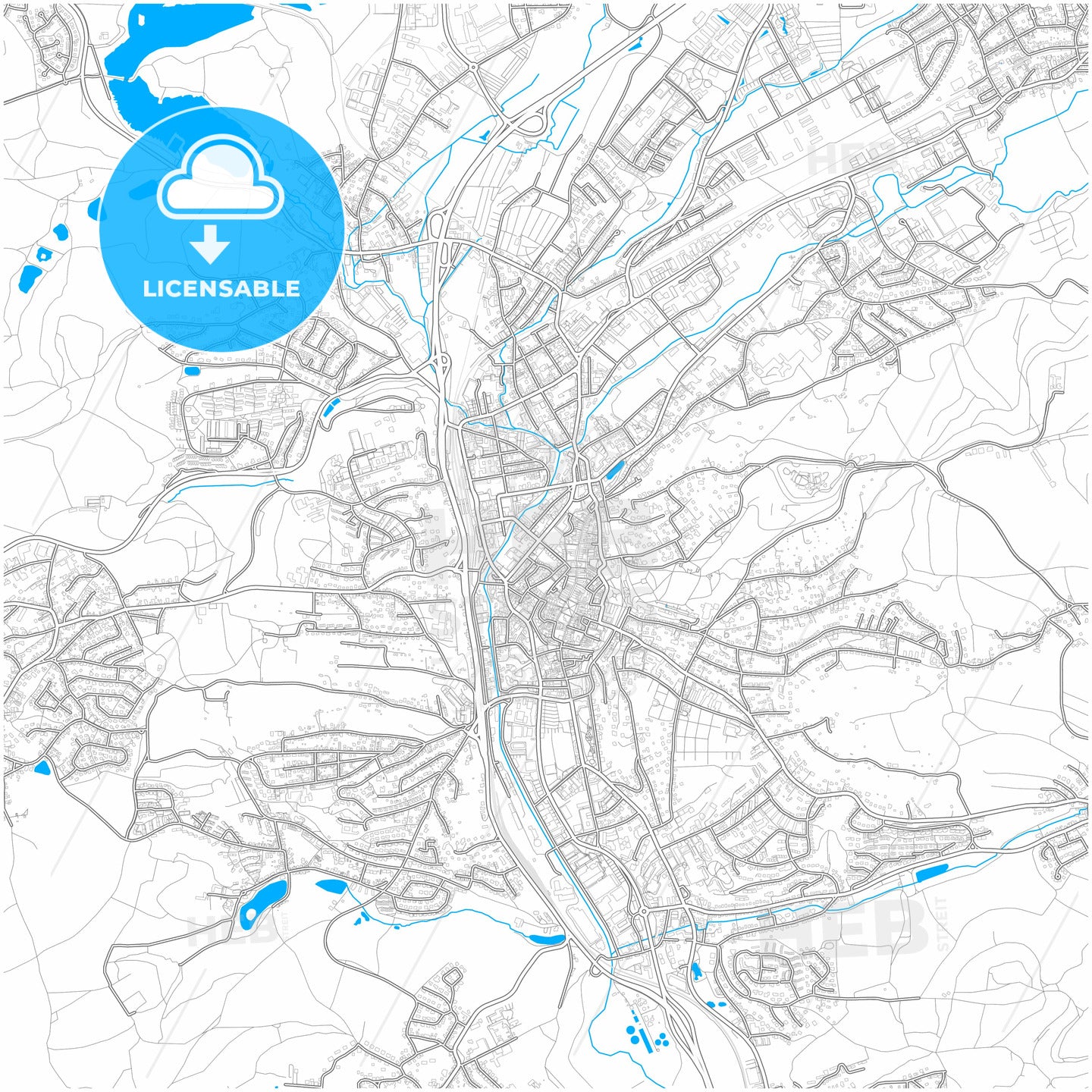 Coburg, Bavaria, Germany, city map with high quality roads.