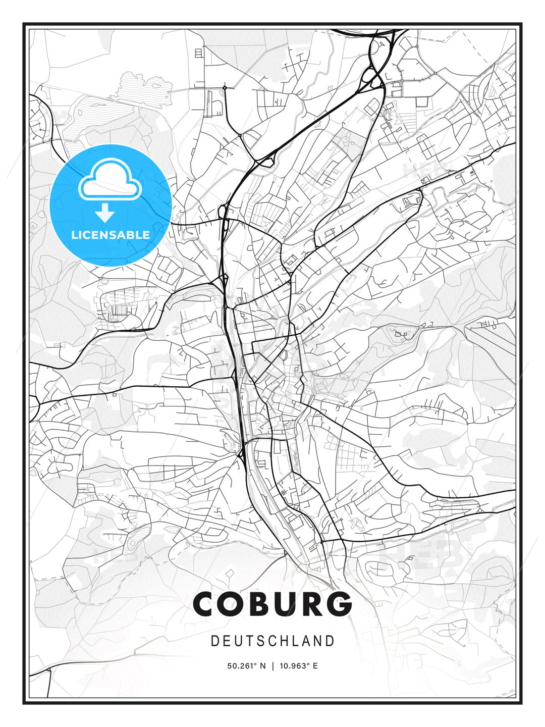 Coburg, Germany, Modern Print Template in Various Formats - HEBSTREITS Sketches