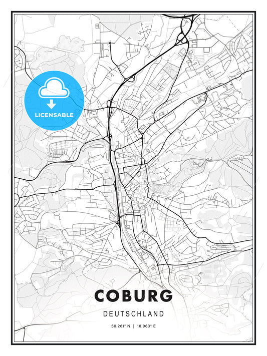 Coburg, Germany, Modern Print Template in Various Formats - HEBSTREITS Sketches