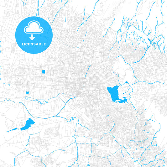 Cochabamba, Bolivia PDF vector map with water in focus
