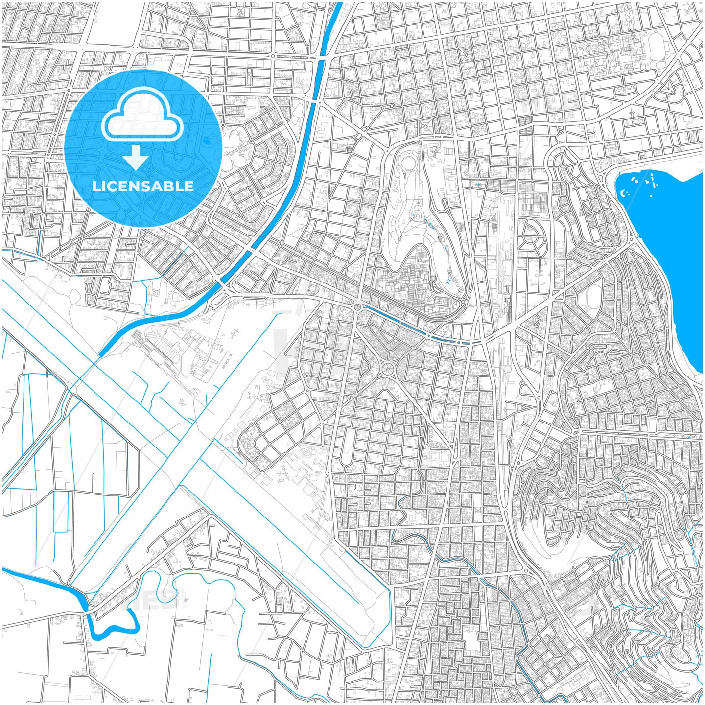 Cochabamba, Bolivia, city map with high quality roads.