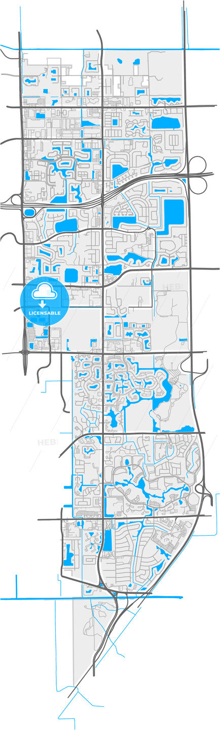 Coconut Creek, Florida, United States, high quality vector map