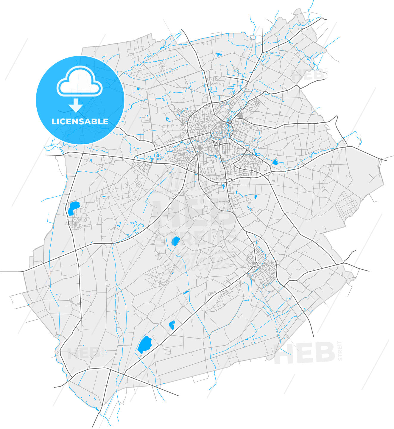 Coesfeld, North Rhine-Westphalia, Germany, high quality vector map