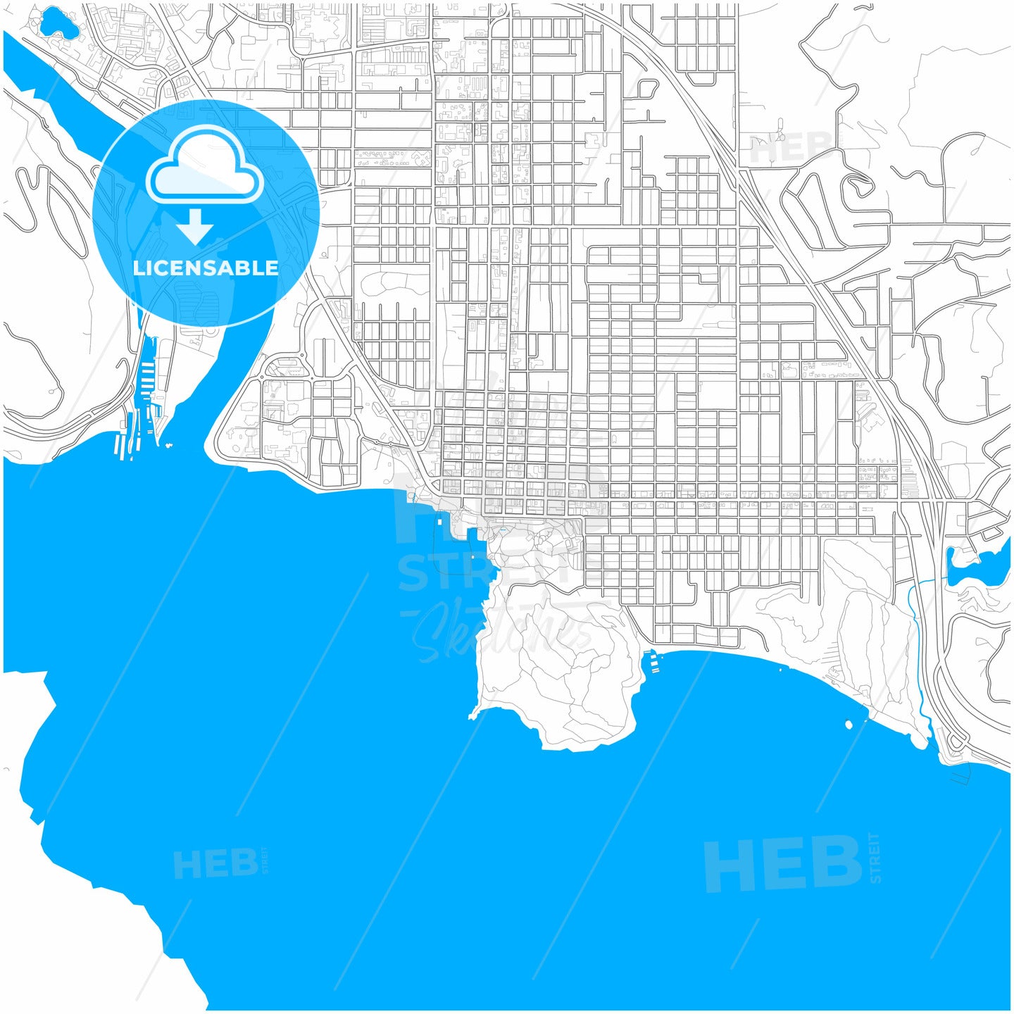 Coeur d Alene, Idaho, United States, city map with high quality roads.