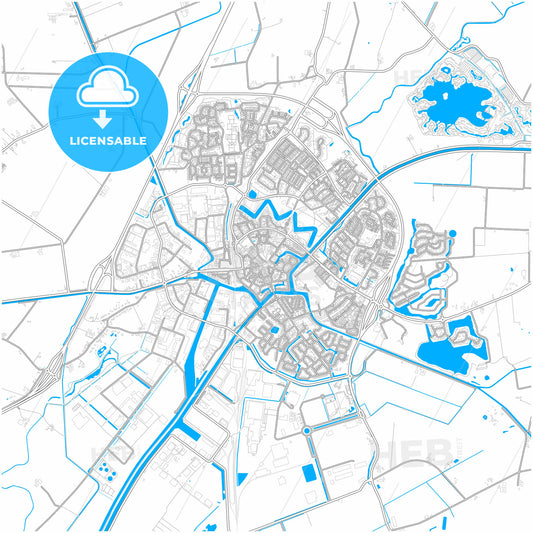 Coevorden, Drenthe, Netherlands, city map with high quality roads.