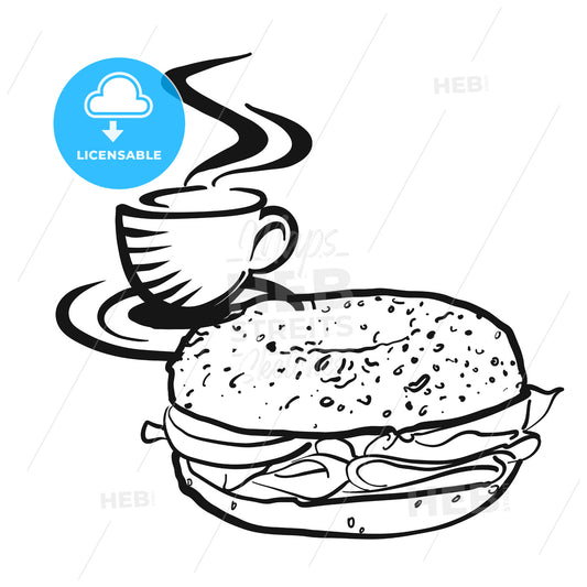 Coffee or tea with Bagel logo – instant download