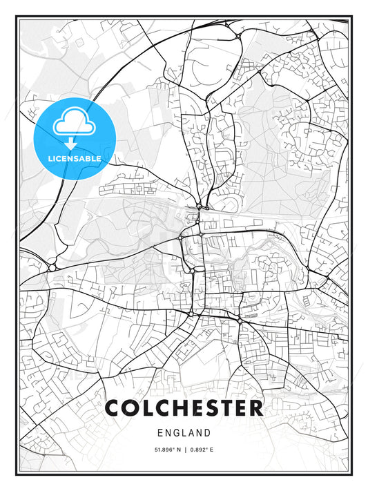 Colchester, England, Modern Print Template in Various Formats - HEBSTREITS Sketches