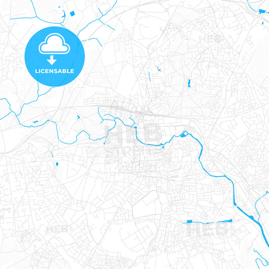 Colchester, England PDF vector map with water in focus