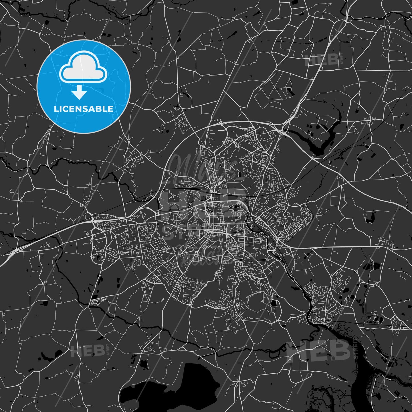 Colchester, England, UK - Area Map - Dark