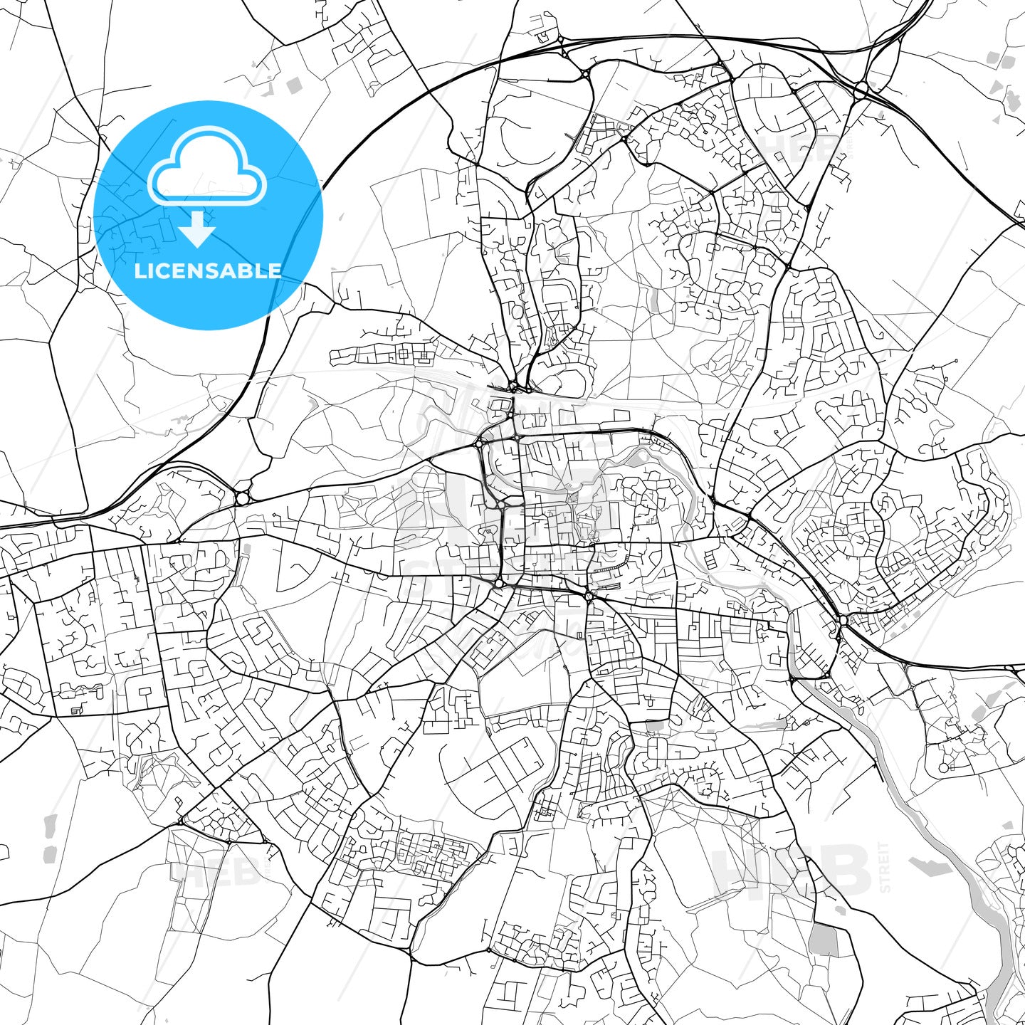 Colchester, England, UK, Vector Map - Light