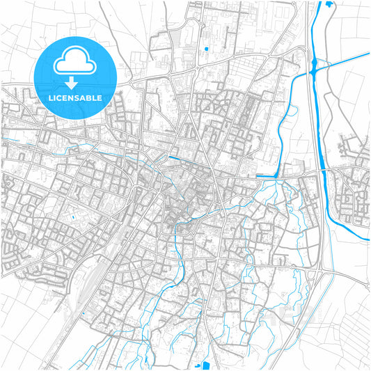 Colmar, Haut-Rhin, France, city map with high quality roads.