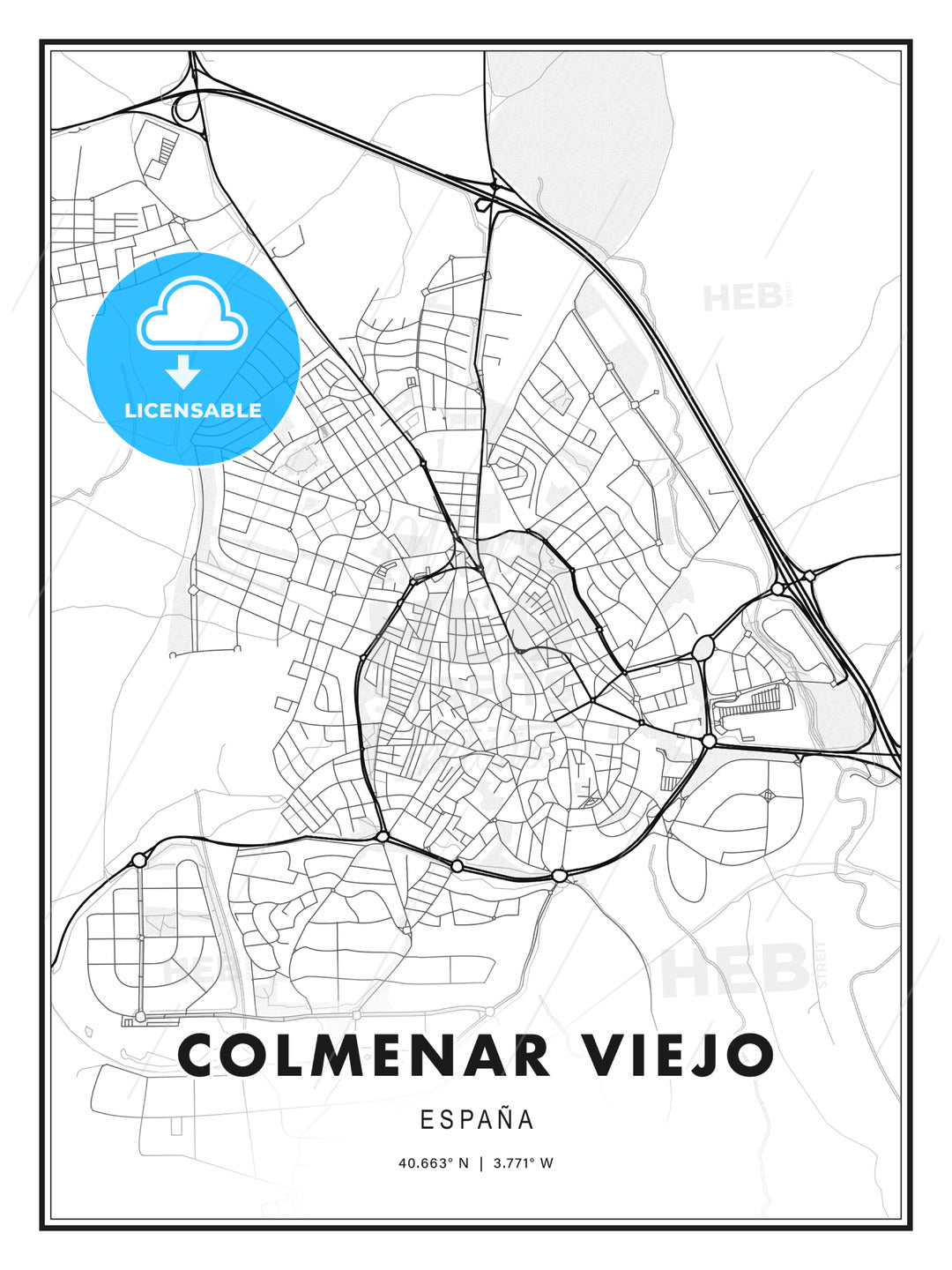 Colmenar Viejo, Spain, Modern Print Template in Various Formats - HEBSTREITS Sketches