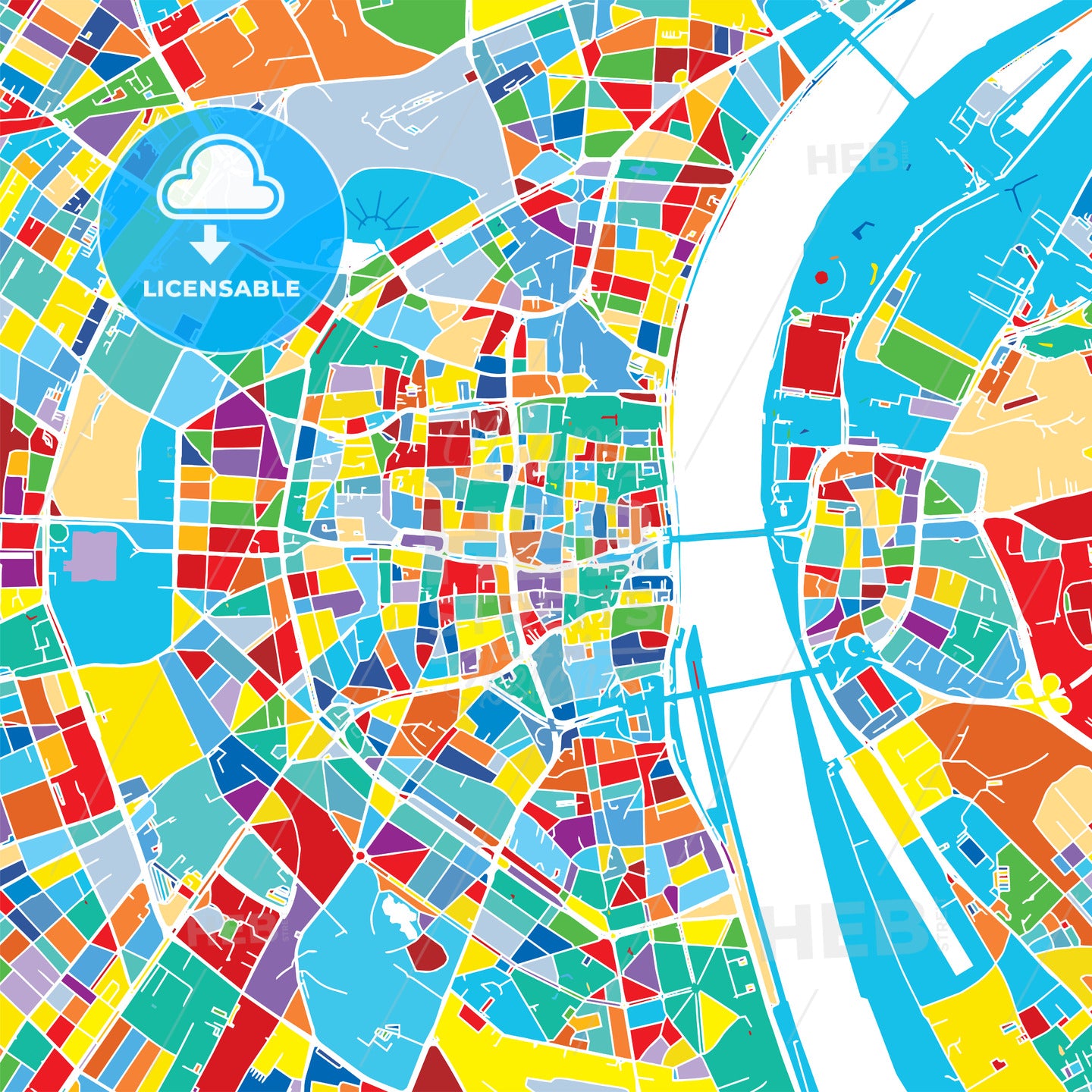 Cologne, Germany, Colorful Vector Map