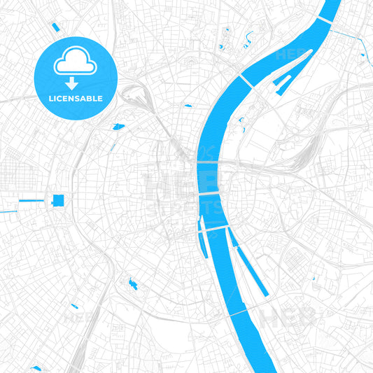 Cologne, Germany PDF vector map with water in focus