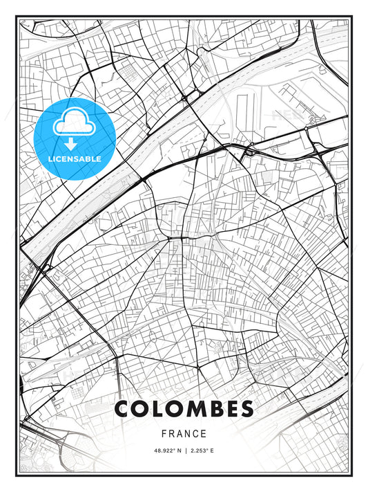 Colombes, France, Modern Print Template in Various Formats - HEBSTREITS Sketches