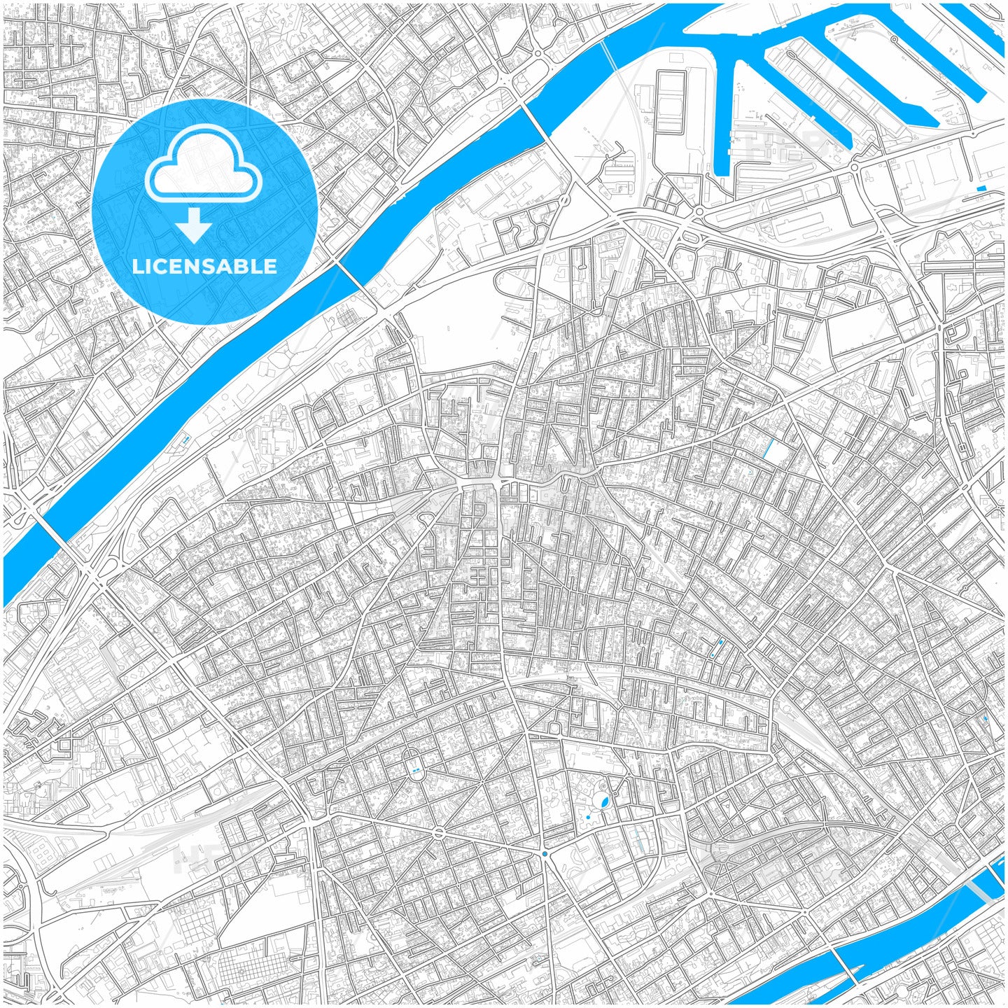 Colombes, Hauts-de-Seine, France, city map with high quality roads.