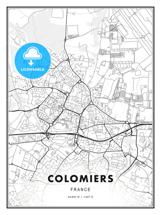 Colomiers, France, Modern Print Template in Various Formats - HEBSTREITS Sketches