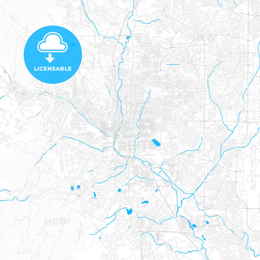Colorado Springs, Colorado, United States, PDF vector map with water in focus