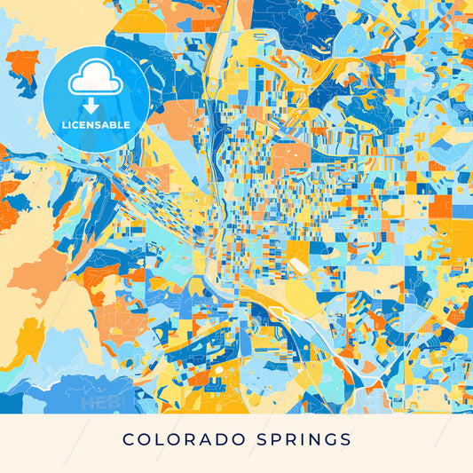 Colorado Springs colorful map poster template