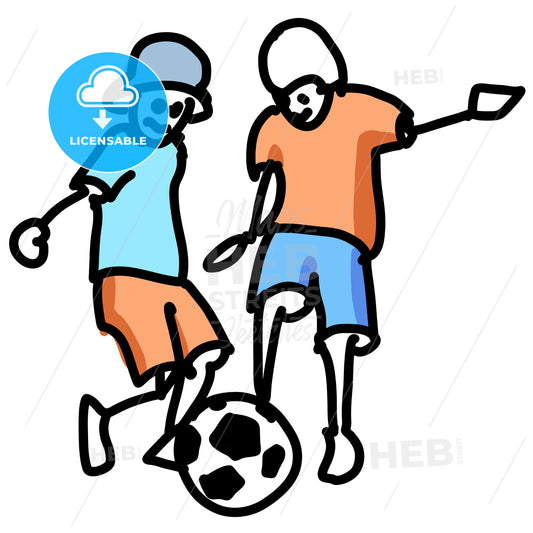 Colored Doodle Kids playing Soccer – instant download