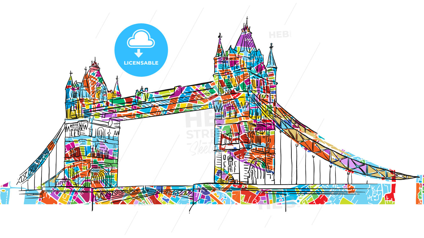 Colored London Tower Bridge Symbol – instant download