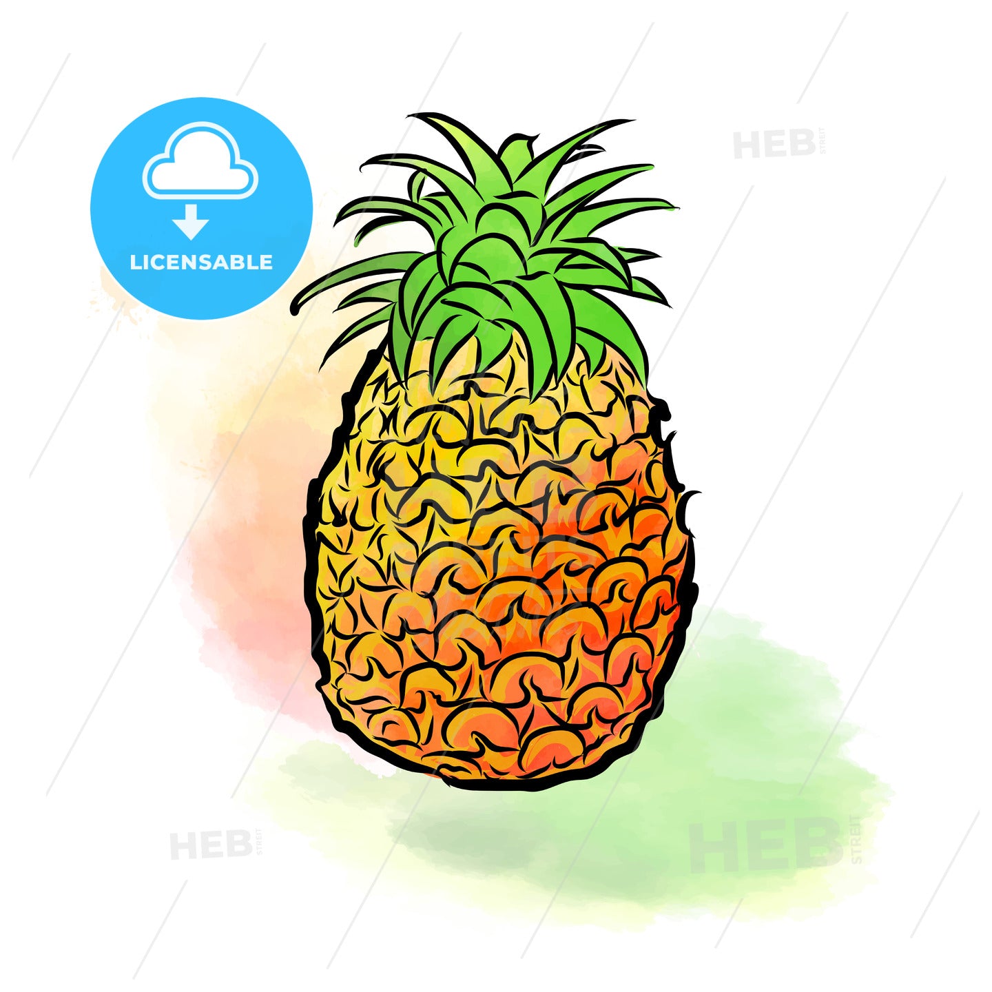 Colored drawing of pineapple – instant download