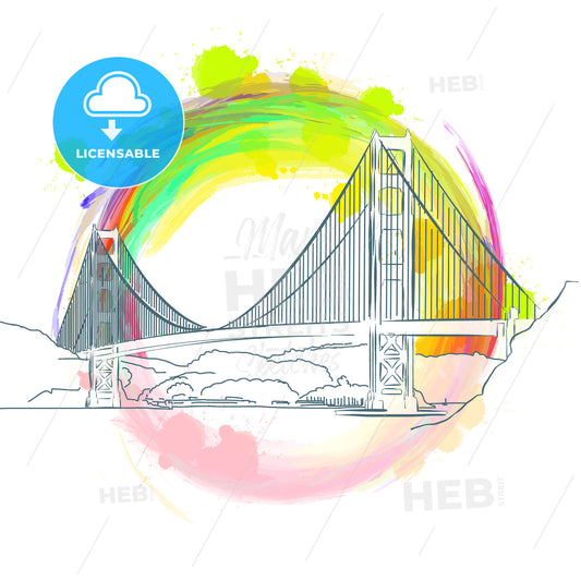 Colored landmark of Golden Gate Bridge – instant download