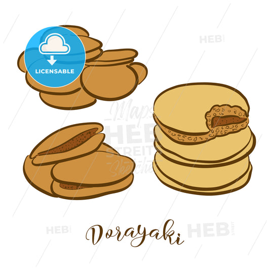 Colored sketches of Dorayaki bread – instant download