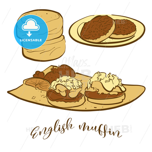 Colored sketches of English muffin bread – instant download