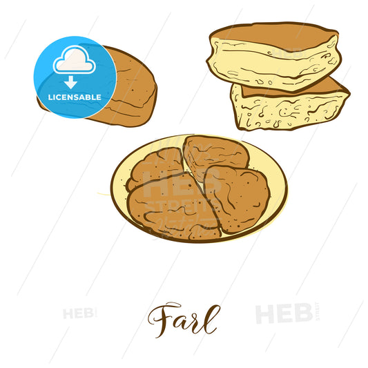 Colored sketches of Farl bread – instant download