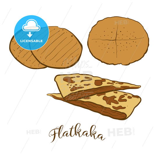 Colored sketches of Flatkaka bread – instant download