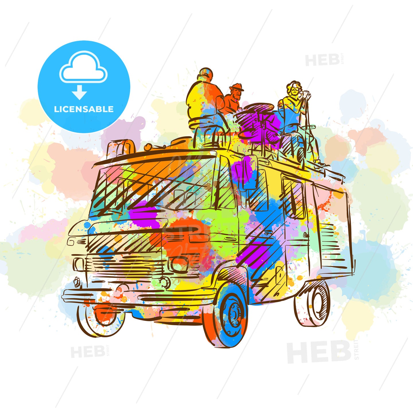 Colorful Band Open Air Truck – instant download