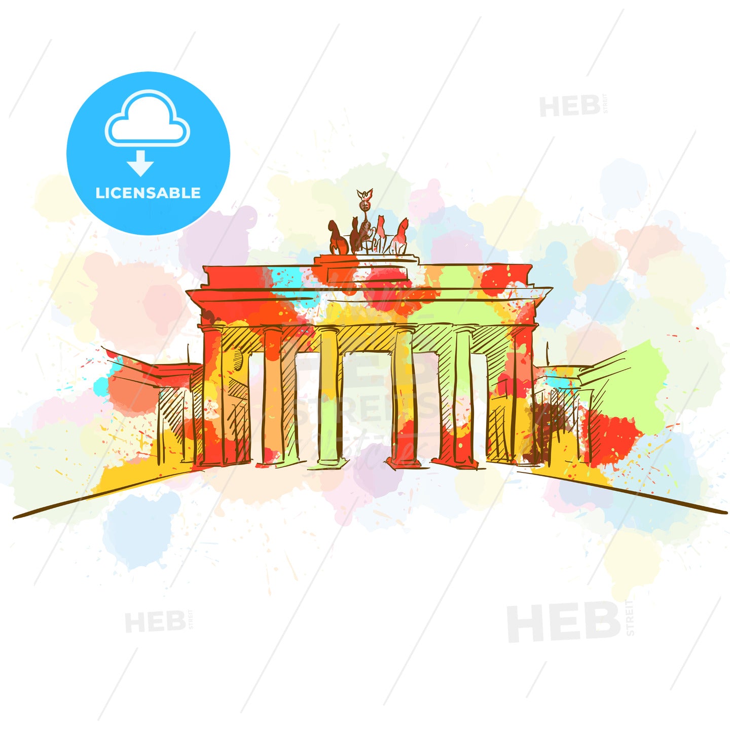 Colorful Brandenburg Gate Sketch – instant download
